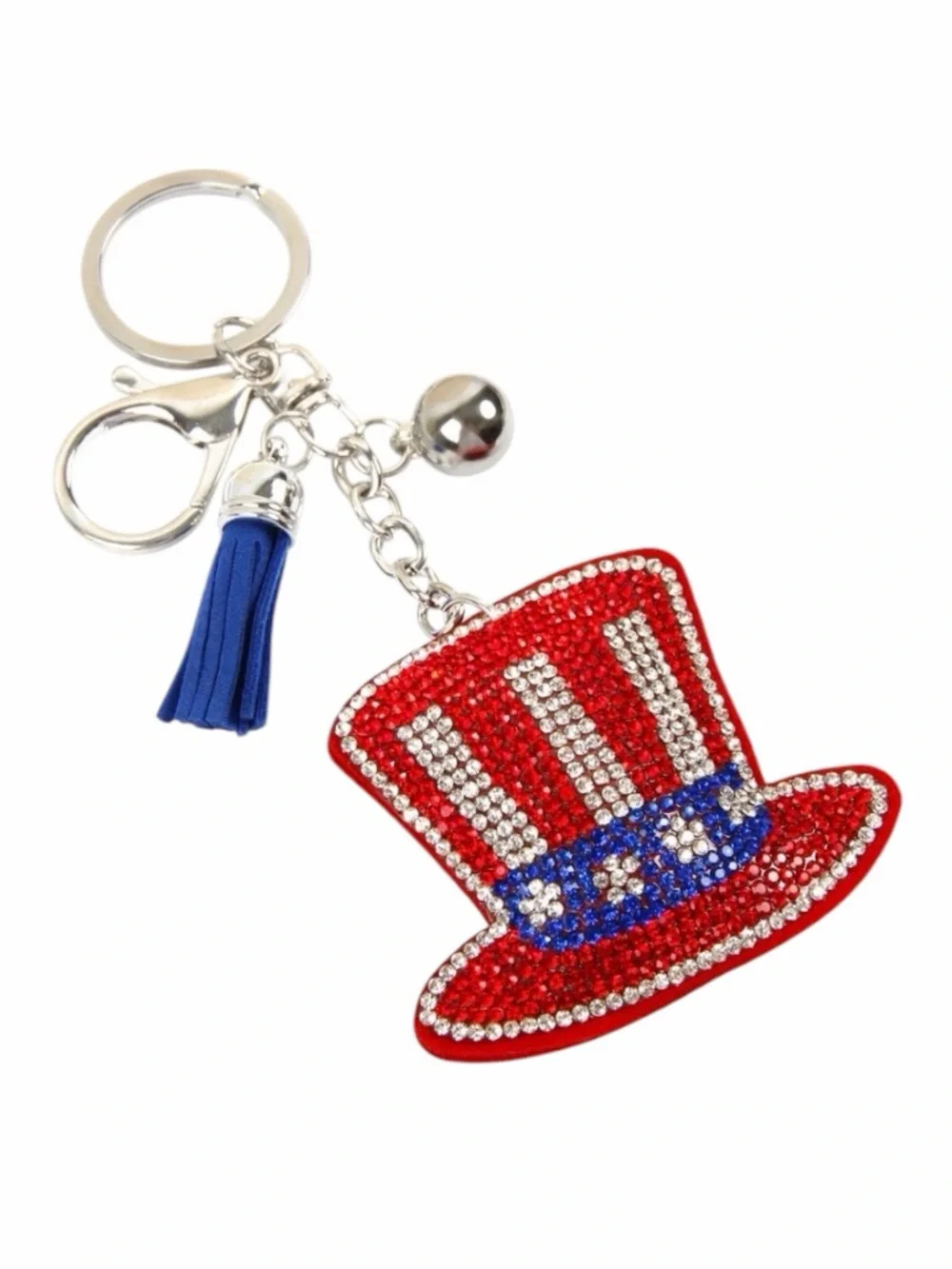 Patriotic Uncle Sam Top Hat Keychain - Red, White & Blue NWT
